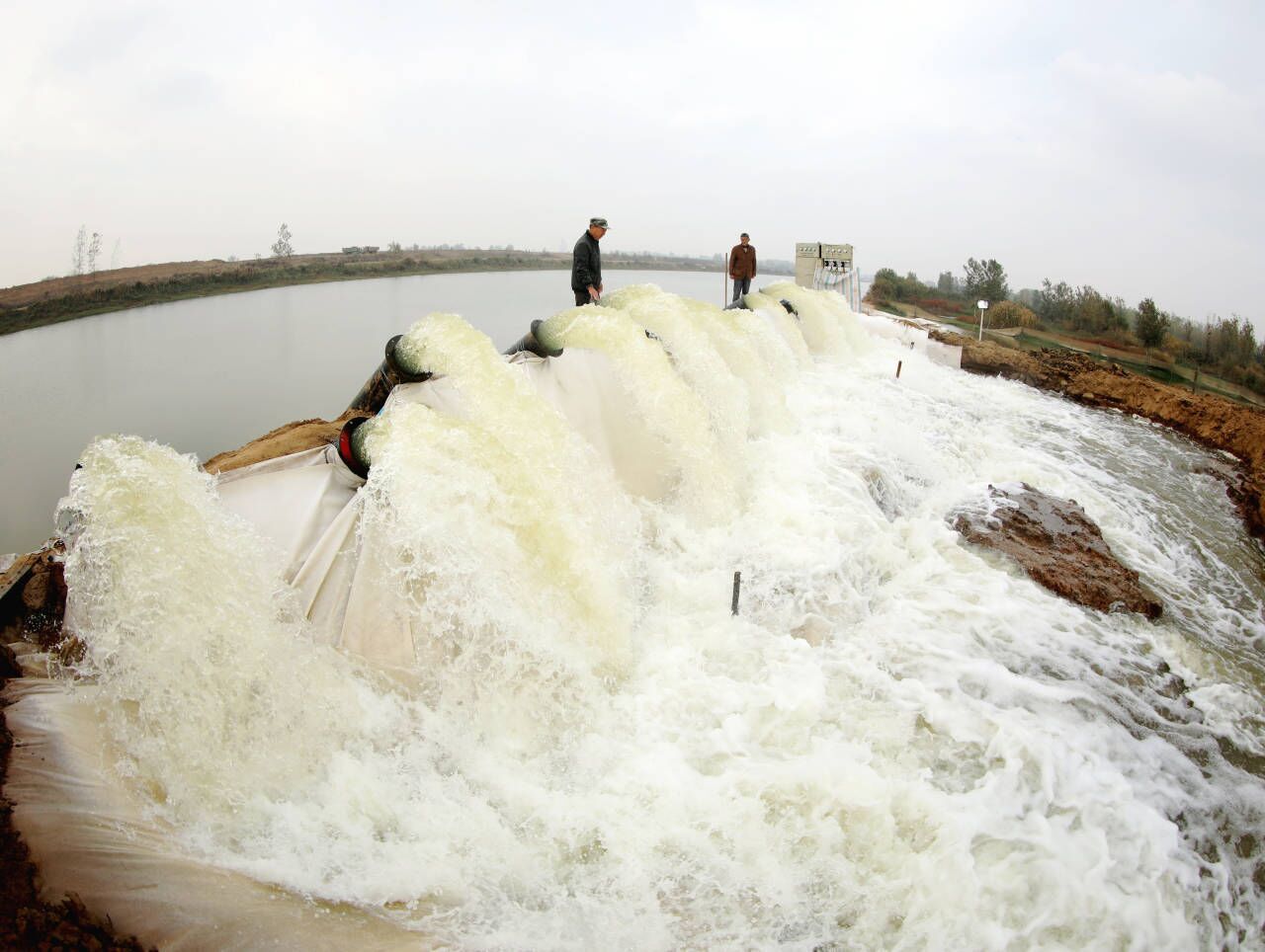 泗洪:架机抽水 灌溉保苗